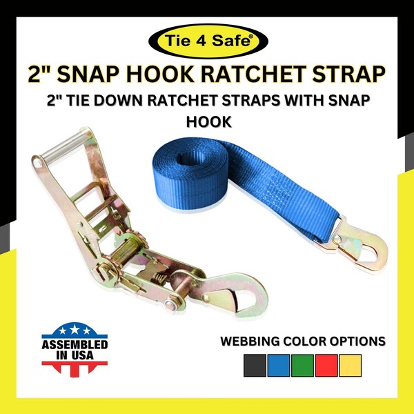 2" x 10' Ratchet Strap w/Snap Hook for Car Hauler Flatbed Trailer Wrecker Blue, 10PK